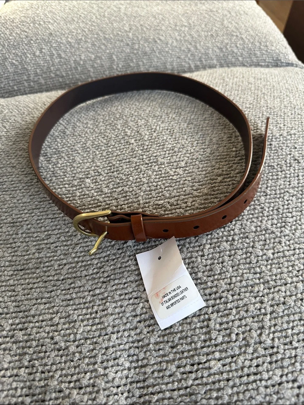 J. Crew women’s Brown Leather Belt with Gold Buckle - Picture 5 of 7